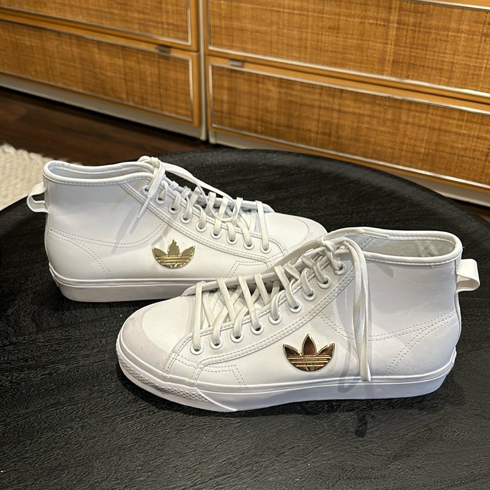 Adidas Nizza Trefoil White Leather High Top - Rare !
